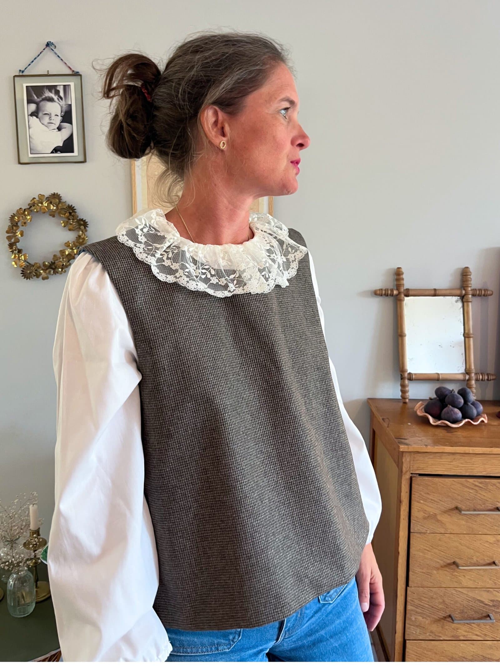 Plastron Pierette pied de poule