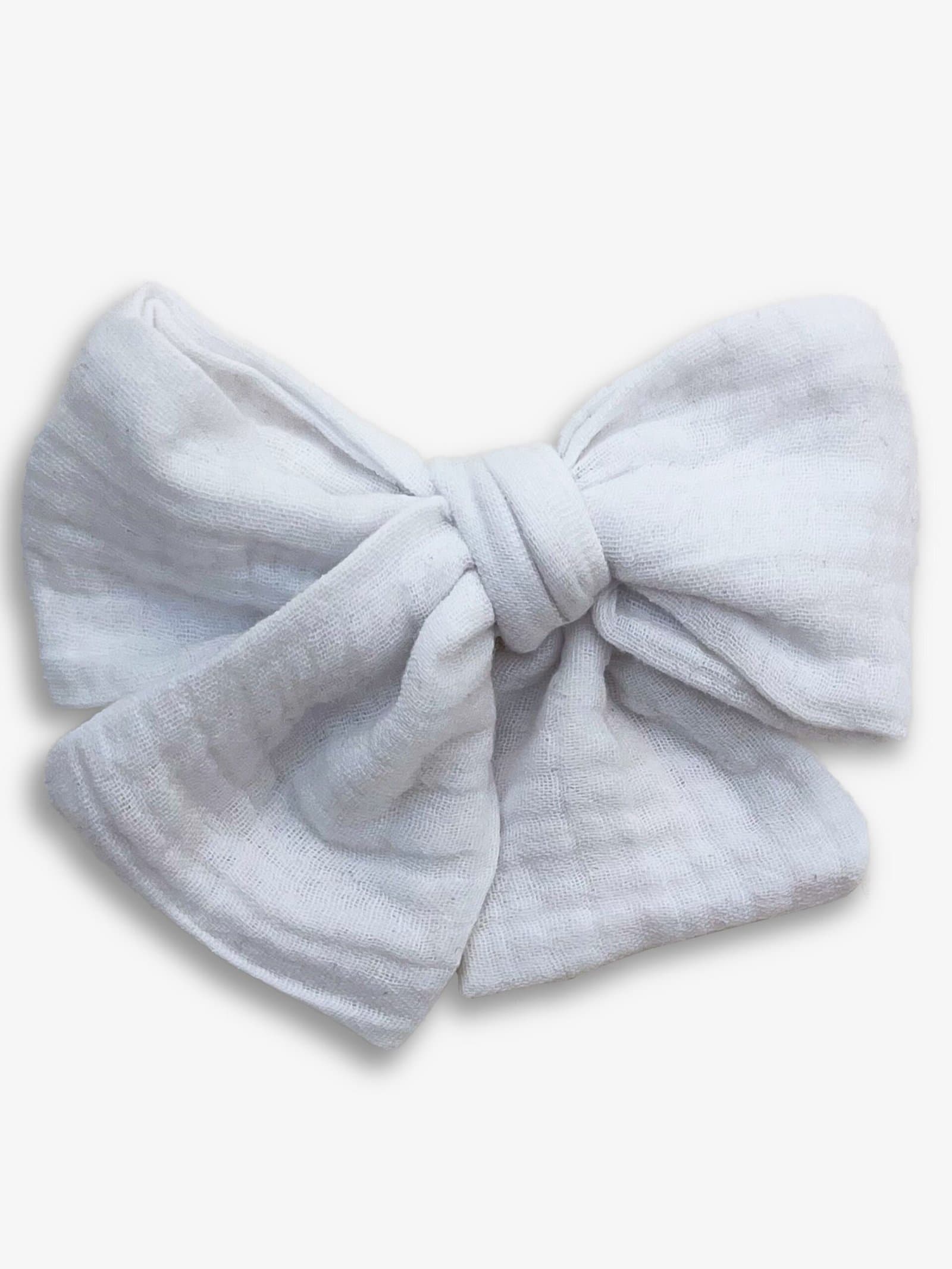 Barrette double gaze – barrette gros nœud double gaze blanche, pince crocodile – By Mésange fait main France