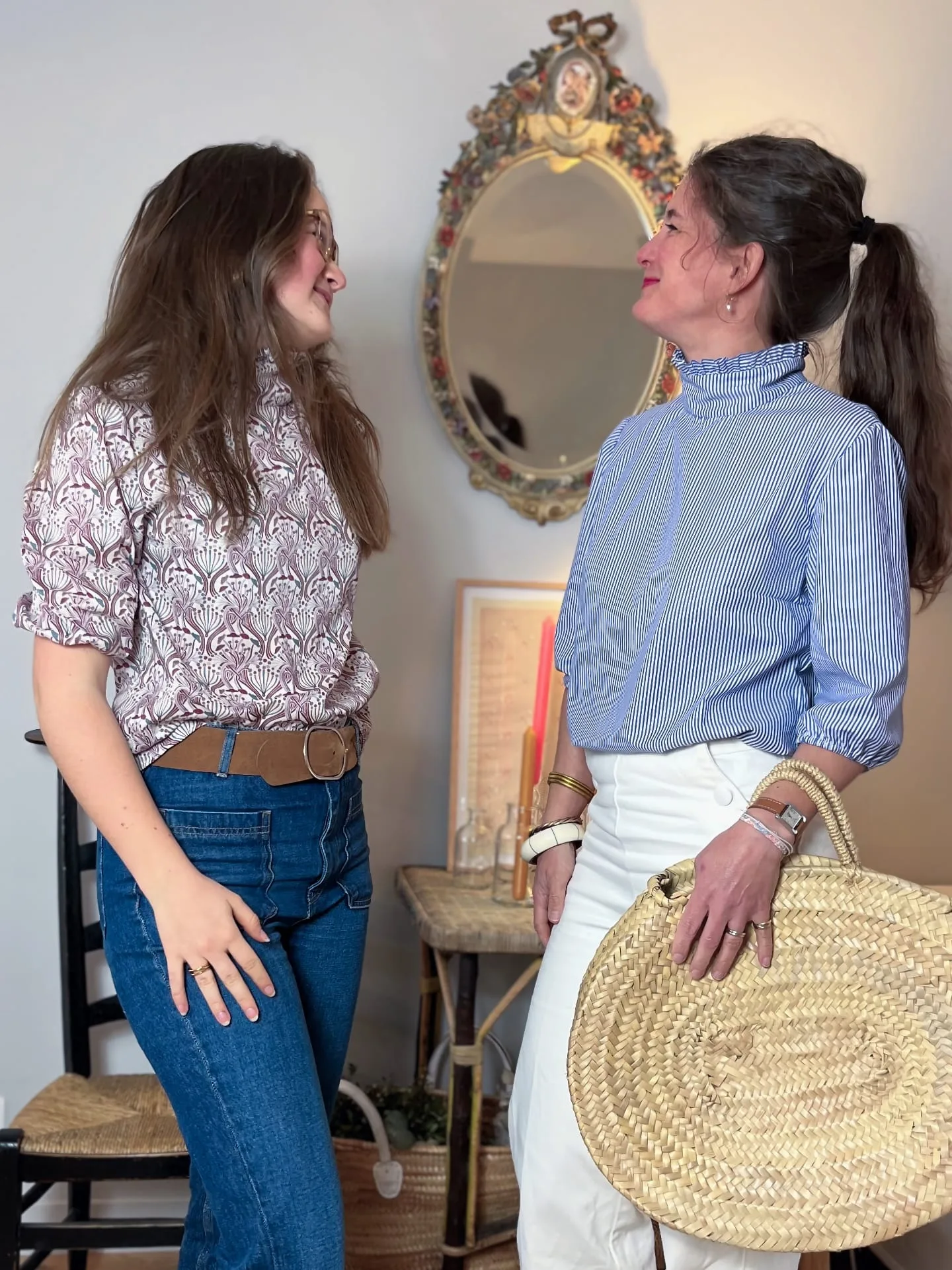 suzon liberty et à lignes bleues et blanches