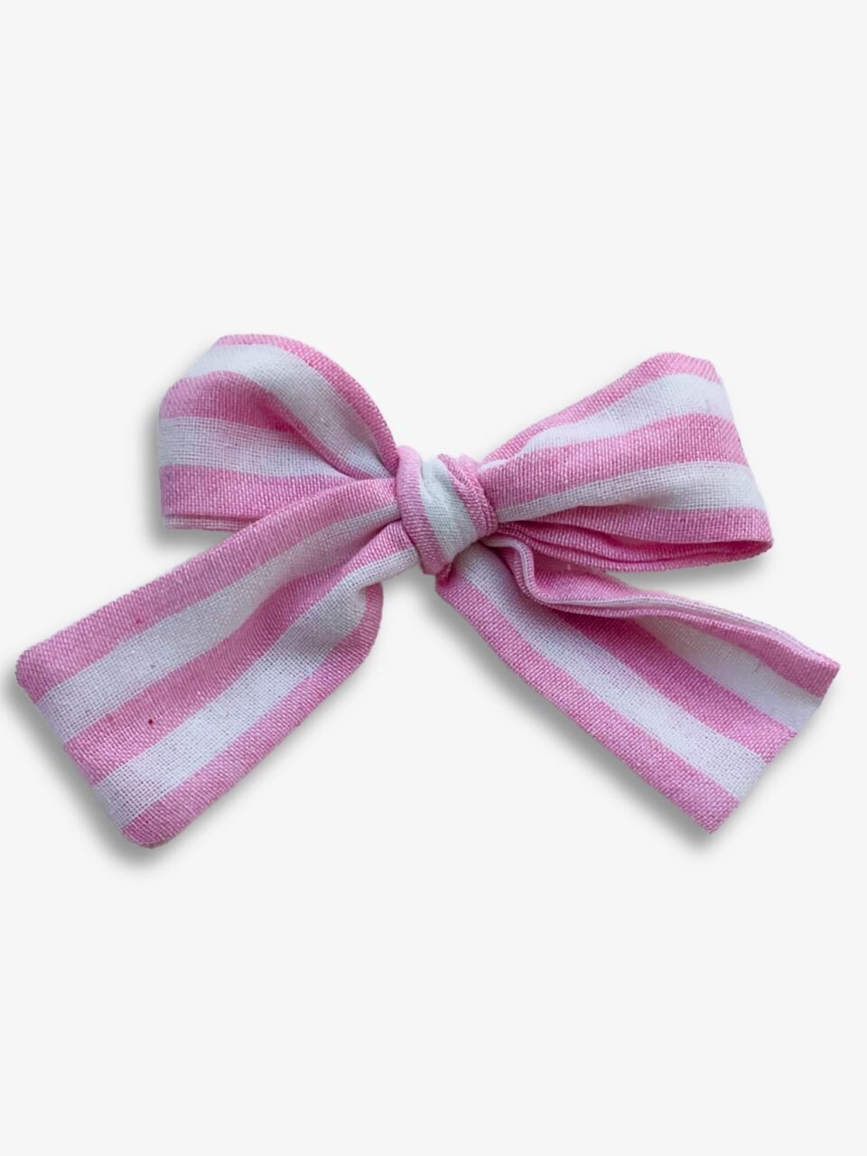 barrette gros noeud à grosses lignes roses et blanches